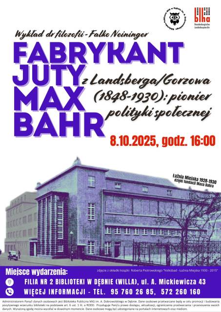 Vortrag von Dr. Falko Neininger über Max Bahr – Pionier der Sozialpolitik aus Gorzów